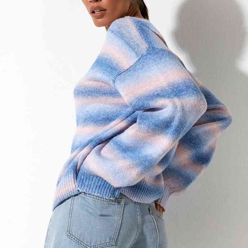 Gradient Round Neck Long Sleeve Sweater