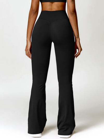 Twisted High Waist Bootcut Active Pants with Pockets