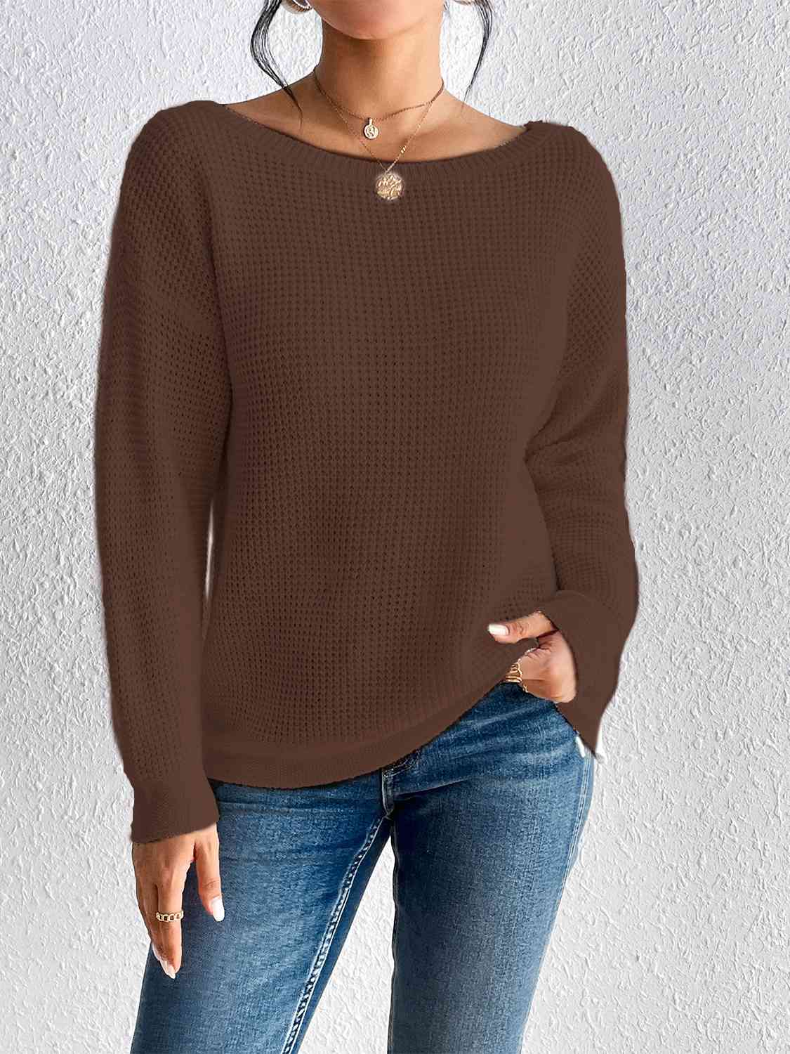 Boat Neck Drop Shoulder Sweater