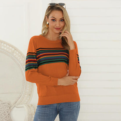 Striped Round Neck Long Sleeve Sweater