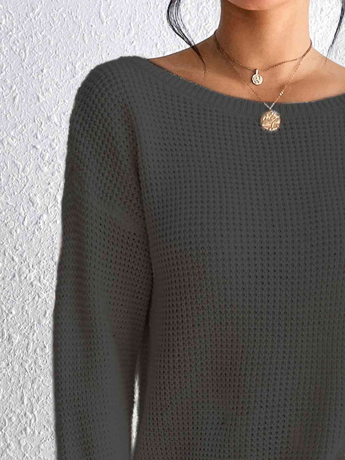 Boat Neck Drop Shoulder Sweater