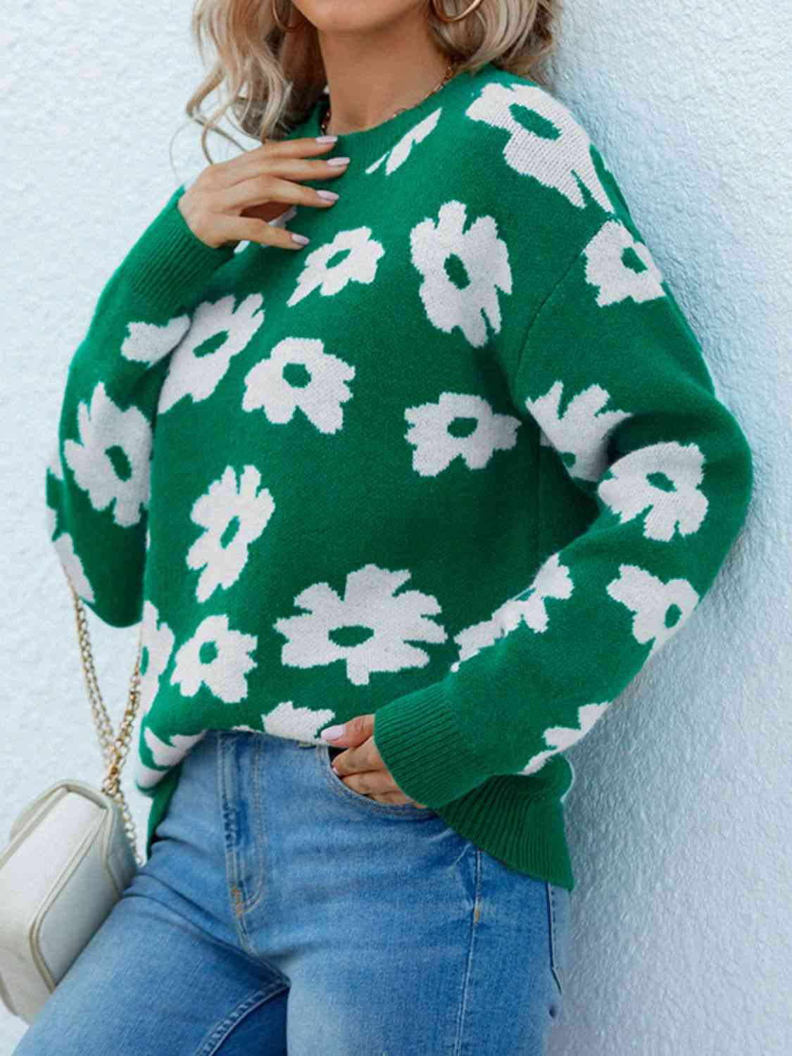 Floral Round Neck Sweater