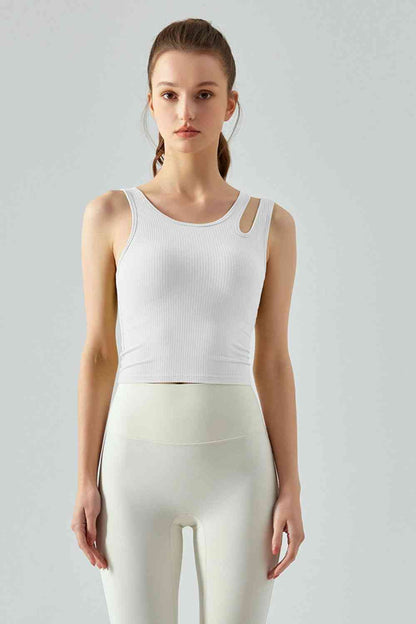 Ribbed Round Neck Sports Tank Top