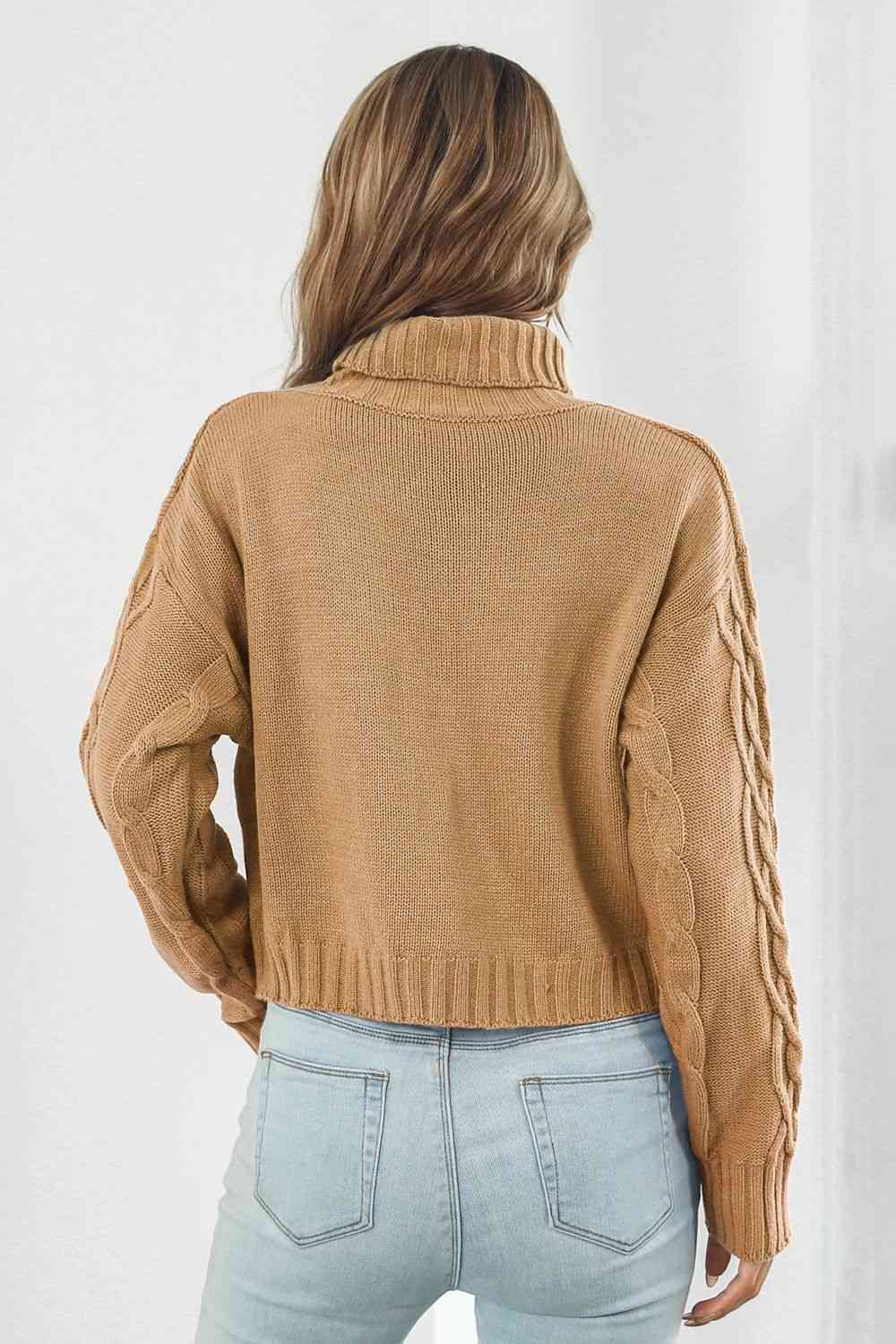 Turtleneck Dropped Shoulder Sweater