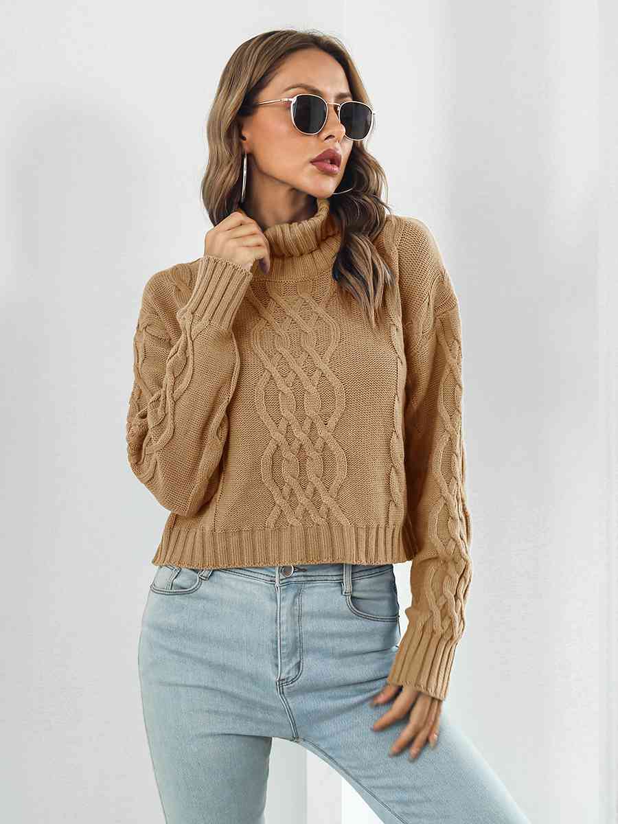 Turtleneck Dropped Shoulder Sweater