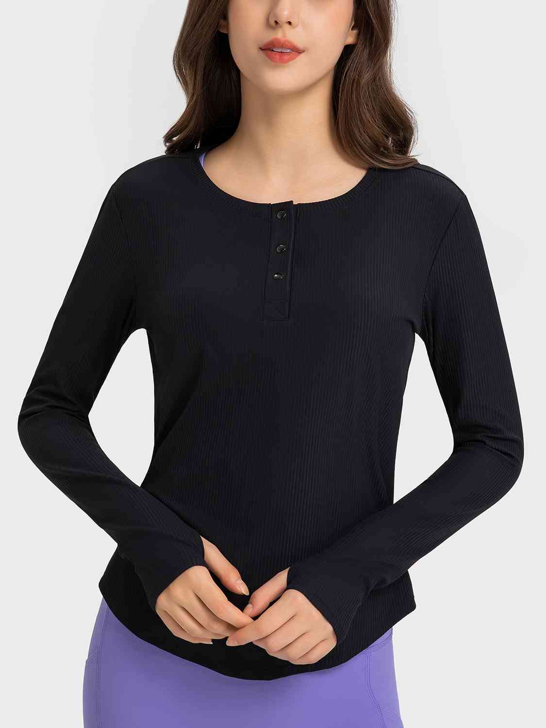 Round Neck Long Sleeve Sport Top