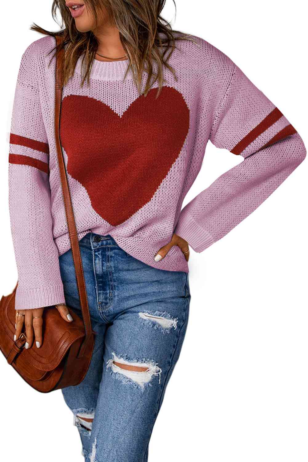 Heart Graphic Round Neck Sweater