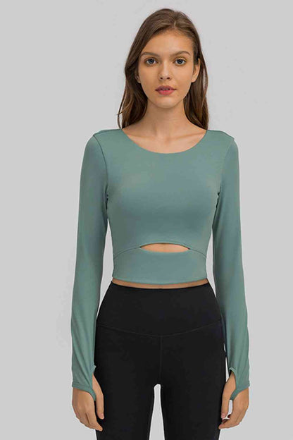 Cut Out Front Crop Yoga Tee