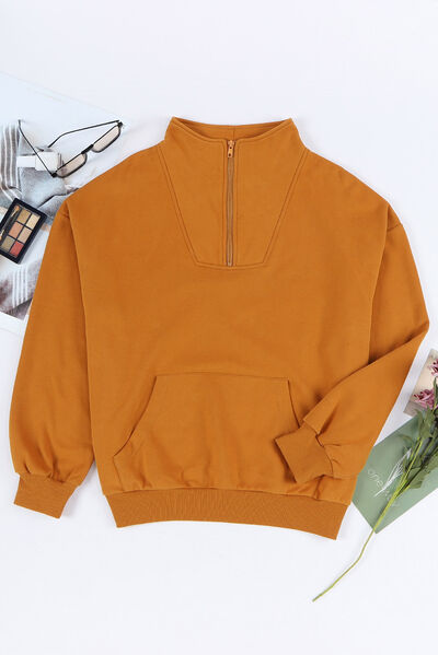 Quarter Zip Dropped Shoulder Sweatshirt