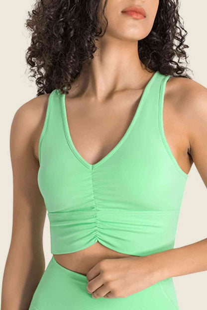 Gathered Detail Halter Neck Sports Bra