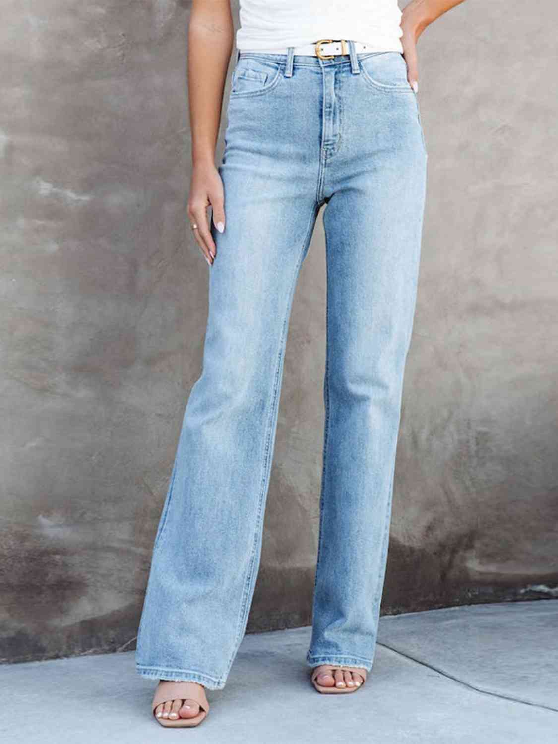 Washed Straight Leg Jeans