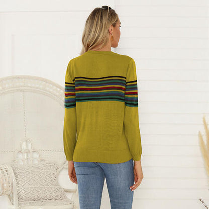 Striped Round Neck Long Sleeve Sweater