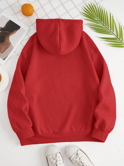 Drawstring Dropped Shoulder Hoodie