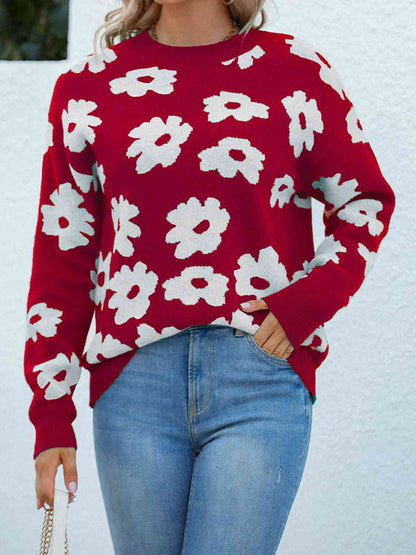 Floral Round Neck Sweater