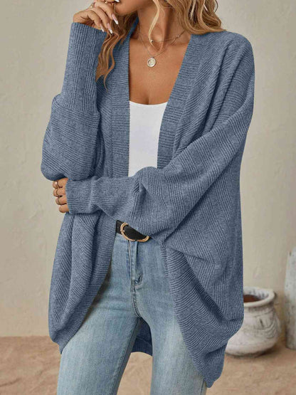 Open Front  Dropped Shoulder Cardigan