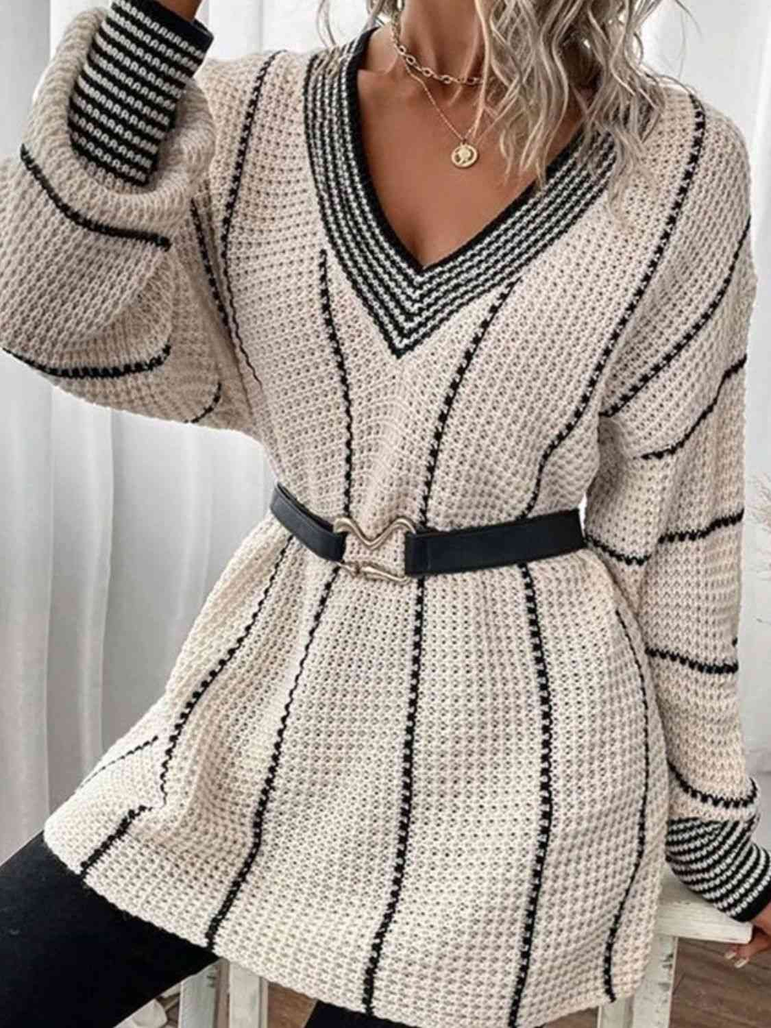 Striped V-Neck Sweater