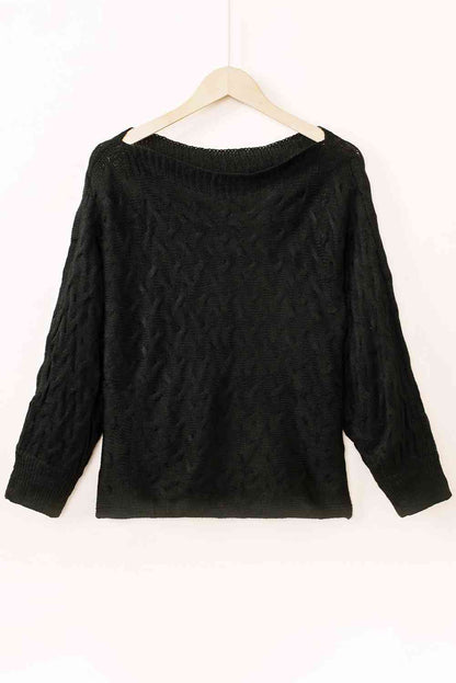 Boat Neck Long Sleeve Sweater