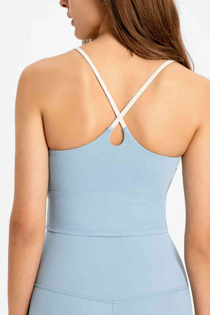 Crisscross Back Scoop Neck Sports Cami