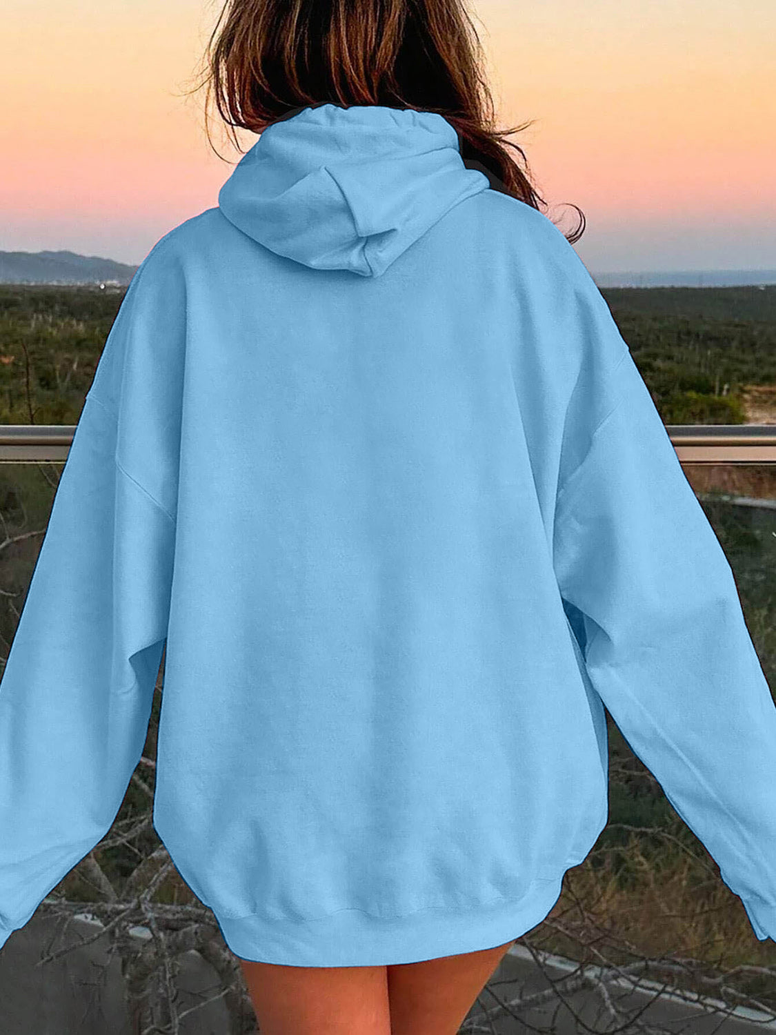 Drawstring Dropped Shoulder Hoodie