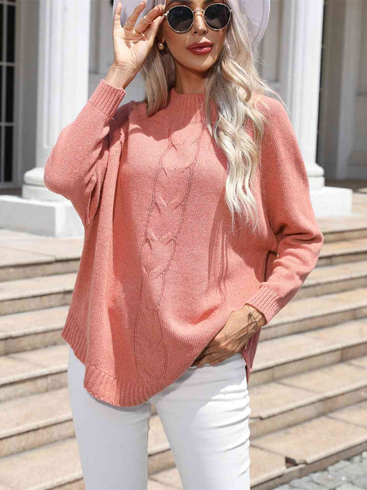 Cable-Knit Mock Neck Sweater