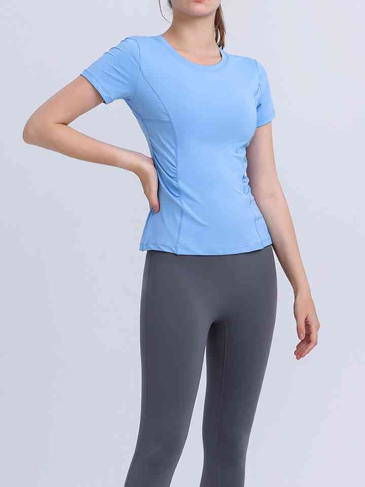 Round Neck Short Sleeve Active Top