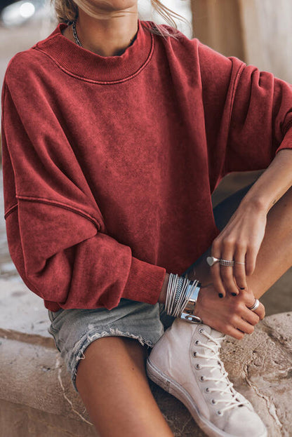 Round Neck Dropped Shoulder Sweatshirt