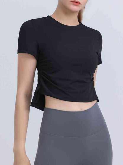 Round Neck Short Sleeve Active Top