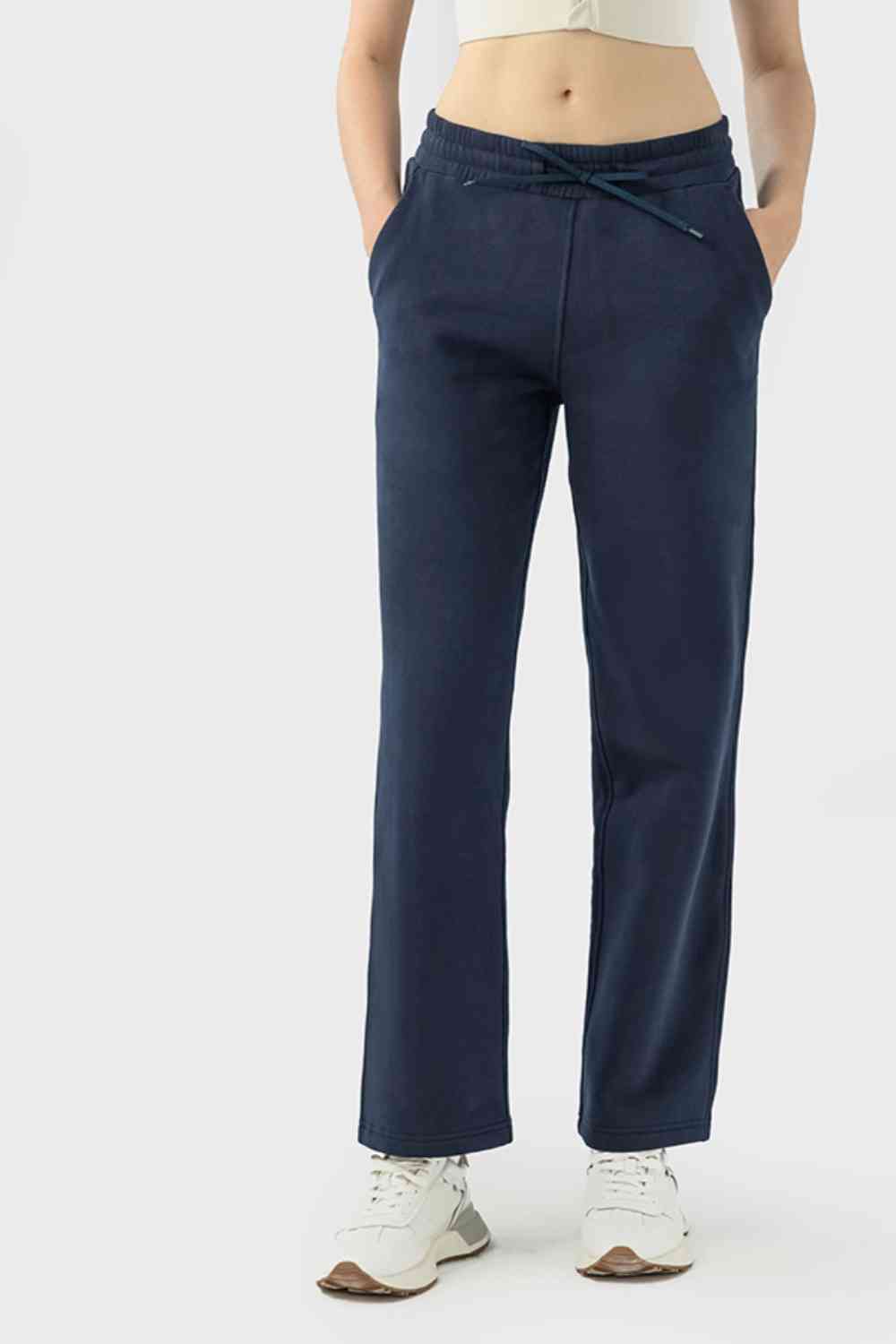 Drawstring Waist Sports Pants with Pockets